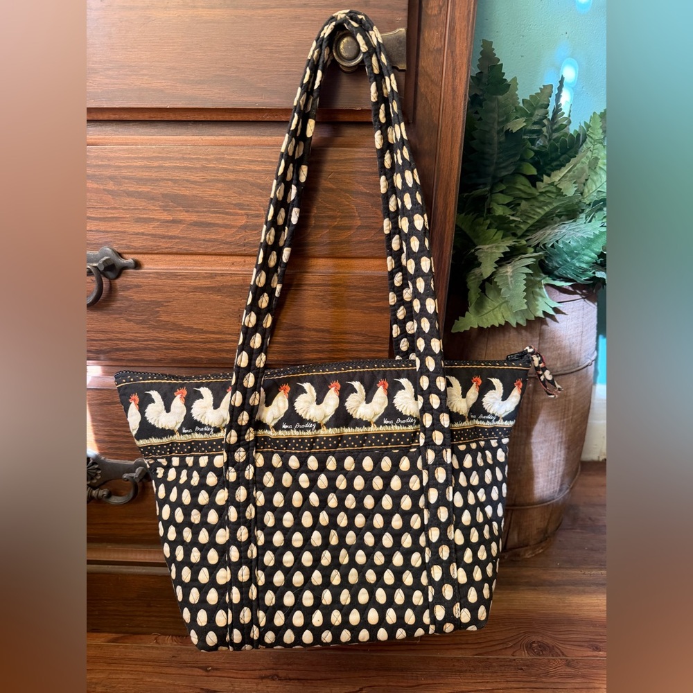 Vtg Vera Bradley Rooster Chanticleer Shoulder Bag Black Retired 1998